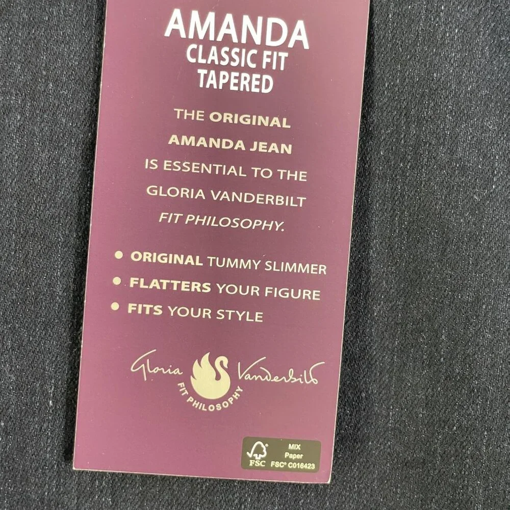 NEW Gloria Vanderbilt‎ Amanda Jeans Womens Plus 24W Dark Wash High Rise Tapered